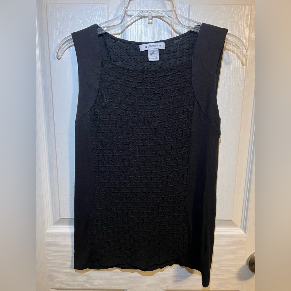 Black textured sleeveless top